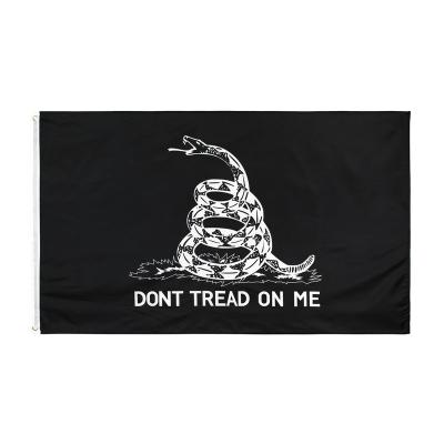 China OEM High Quality Printed Black Polyester 3*5FT Background Gadsden Flag for sale