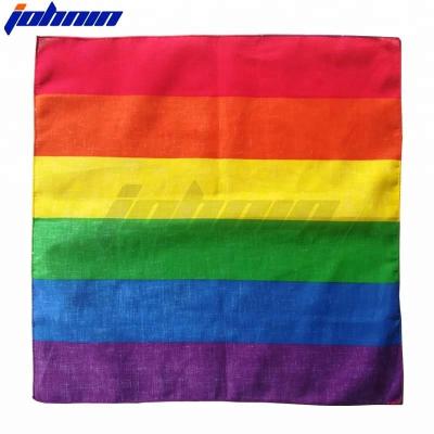 China Cotton-Polyester Pride Rainbow Bandana Head Scarf Cheerful Rainbow Bandana Wholesale 21x21inch for sale