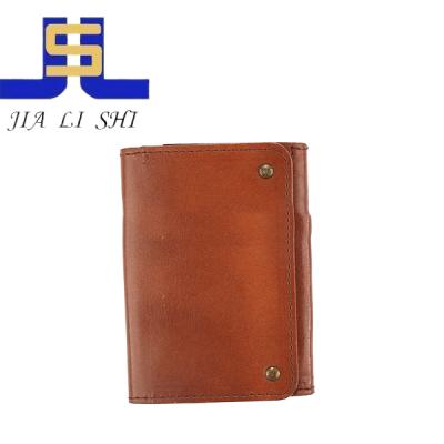 China Durable Wholesale Durable Brown Logo Custom Fits Handmade Genuine Leather Wallet for sale