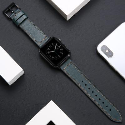 China New fashion high quality iwatch leather strap genuine top grain leather strap 24mm watch strap for sale