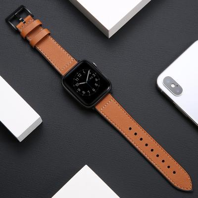 China 24MM New Design Top Genuine Cow Grain Leather Leather Watch Strap For Sale With Stainless Steel Buckle for sale