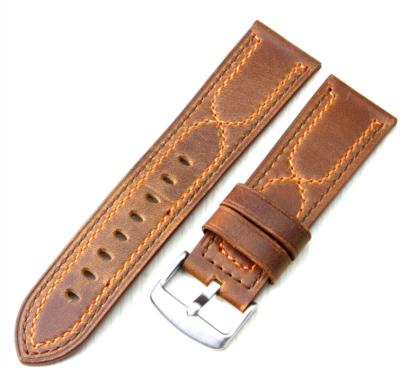 China Durable New Design Oil Wax Brown Color Genuine Leather Strap For Apple Watches 38/42mm for sale