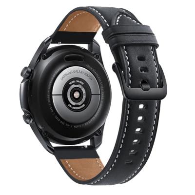 China 22mm Leather Strap Leather Watch Band For Samsung Galaxy Watch Black Color for sale