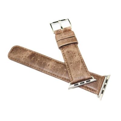 China Custom Wholesale Vintage OEM Genuine Leather Men's Leather Watch Band Strap For Apple Watches for sale