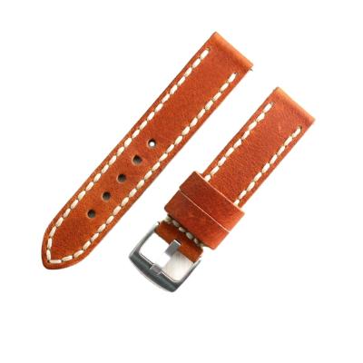 China Handmade Stitching Genuine Leather Watch Band Leather Hot Selling Watch Bands 2021 for sale