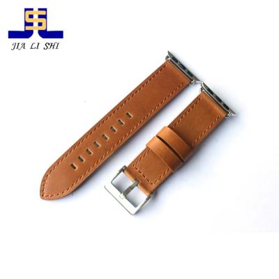 China Leather Oil Waxed Genuine Leather Watch Band Strap Light Brown Leather Black Leather Watchband for sale