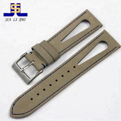 China Low MOQ Rubber High Quality Genuine Leather Watch Strap for sale