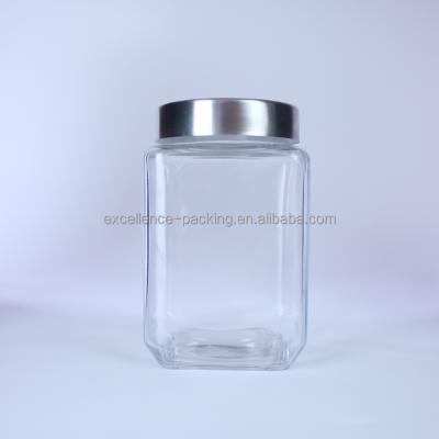 China Food STAINLESS STEEL LID glass bottle sealed jar with LID storage jar for coarse grains for sale