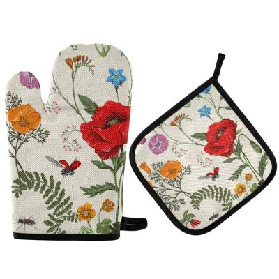 China Professional Wholesale Recyclable Sublimation Thickening Heat Resistant Cooking Oven Mitts and Pot Holder Sets for sale