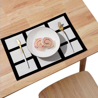 China Other Personal Custom Reusable Dining Table Sublimation White Rectangle Christmas Printing Canvas Decorations Place Mat for sale