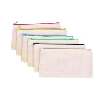 China Recyclable Sublimation Heat Transfer Printing Empty Cotton Canvas Pouch Eco Friendly Custom Cosmetic Bag for sale