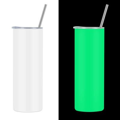 China 20OZ 600ML Sustainable Fluorescent Glow In Dark Stainless Steel Vacuum Insulated Lean Double Wall Tumbler for sale