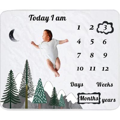 China Sublimation Blanket Babies Blanket Fleece Newborn Soft White Viable Sublimation Milestone Baby Monthly Blanket for sale