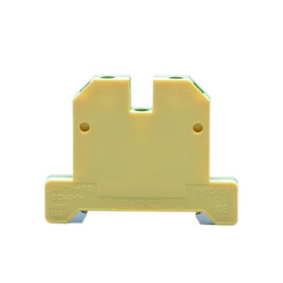 China Mainly used for landing or connecting to UTL din neutral rail wire earthing terminal block 4mm electrical connectors ground yellow green terminal for sale