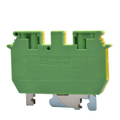 China UTL Quattro 4mm Spring Terminal Block Ground Grounding TH:6.2W:81.5 H:35.6 for sale