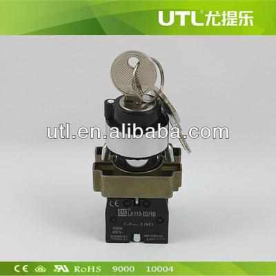 China Key switch NO+NC Dia22mm 24V from Turn-button to 380V 10A LA110-B2-BG for sale