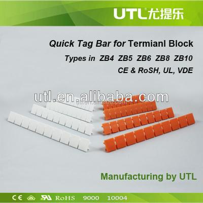 China ZB4 ZB6 ZB8 10B Blank Tape Markers for DIN Rail TB Spacing (10 Pack) from A.W.G. 5 - 10 for sale