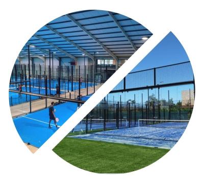 China Steel China Golden Padel Court Supplier Panoramic 200W Led Padel Tennis Court for sale