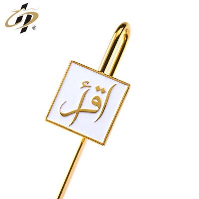 China Arabic factory making design soft enamel arabic logo gold metal custom bookmarks for wholesale for sale