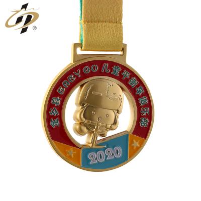 China Europe Matte Gold Plated Mini Design Custom Cycling Medal For Baby for sale