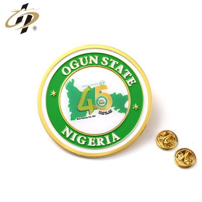 China Europe Custom Design Cheap Hot Sale Souvenir Gold Metal Nigeria Metal Lapel Pins for sale