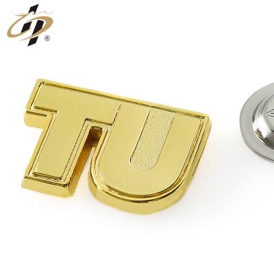 China Europe Metal Die Casting Gold Plating Name Magnet Lapel Pin for sale