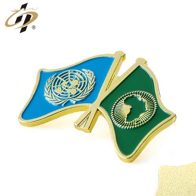 China Custom Metal Europe Flag Double Design Bulk Enamel Soft Lapel Pins for sale