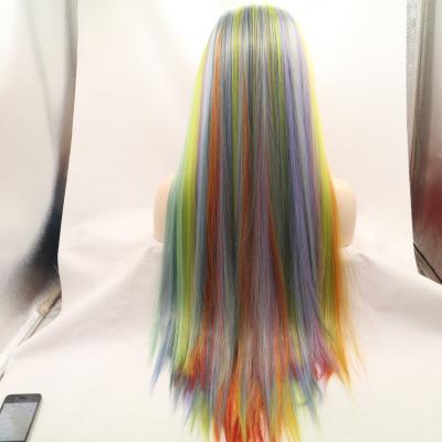 China Rainbow Wave 14533 Silky Straight Wigs Colored Heat Resistant Artificial Fiber Wig for sale