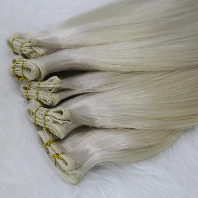 China Silky Straight Wave Russian Hand Tied Extensions Hair Weft Double Drawn for sale