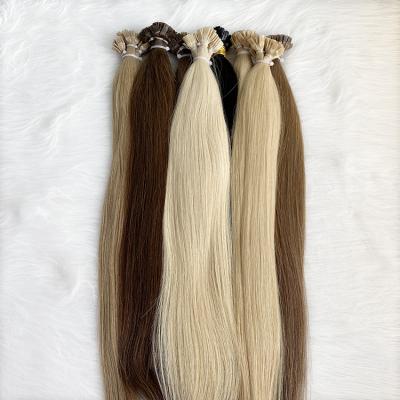 China Silky Straight Human Hair Extensions European Flat Blonde Straight Wave Human Hair Tip Natural Straight Virgin Hair Extensions for sale