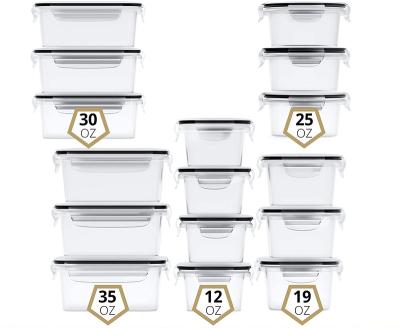 China 16 Pack Set Plastic Kitchen Microwave Fridge Freshness Preservation With Lids Easy Instant Food Storage Container for sale