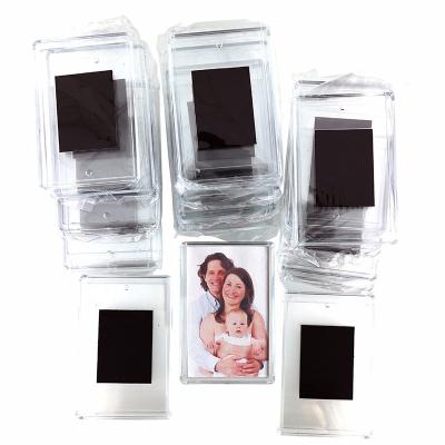 China Shape 50 Pack High Quality Rectangle Shape Blank Photo Frame Plastic Acrylic Fridge Magnet With Picture Insert for sale