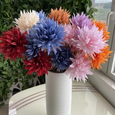 China Wedding Party Home Decoration Artificial Flower 3 High Quality Silk Flame Multicolor Chrysanthemums Wedding Home Decoration for sale