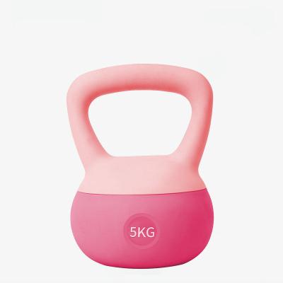 China Pink Fillable Sand Gym Kettle Bell 2lb Fitness Soft PVC Kettlebell Eco-friendly Custom Wholesale Non-slip Weight Lifting for sale