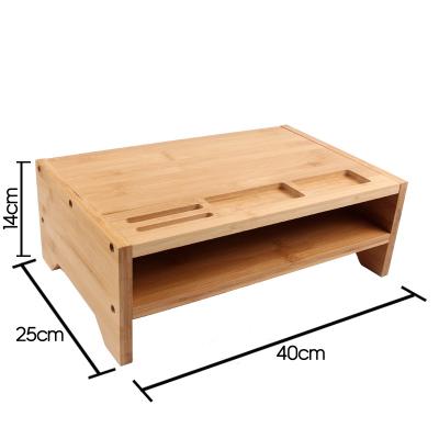 China Modern Bamboo 2-Tier Monitor Riser Stand Bamboo Desk With Storage Organizer for sale