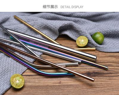 China Disposable 6mm 8mm 12mm Pipe Bent Tube Events Drinking Straws Party Bar Accessories SS Straight Stainless Steel Straws With Cleaner Brush for sale