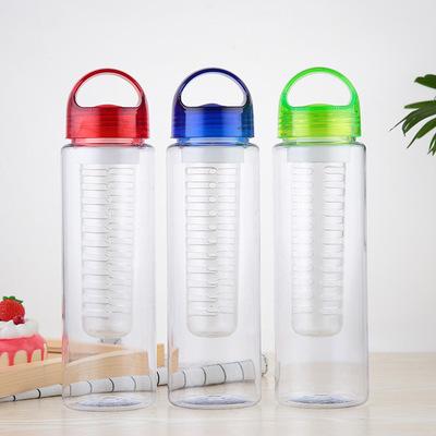 China 700ml Portable Plastic Food Fruit Tritan Water Bottle With Handle Sport Fruit Infuser Clear Modern BPA Free Juice Bottle Filter Cup for sale