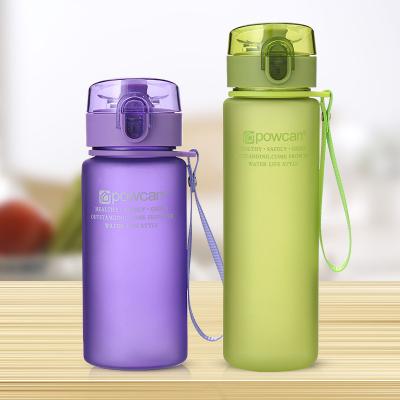 China Automatic Water Liquid Top Lid Opens With Click 400ML 560ML 800ml 1000ml Tour Leak Proof Seal Flow Frosted Bouncing Flip Water Bottle With Strap for sale