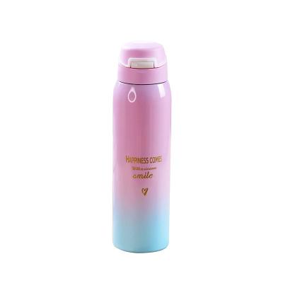 China Disposable Travel Water Bottle Drinking Vacuum Flasks Bounce Cup 260ml 500ML Double Wall Stainless Steel Thermos Temperature Tumbler Cup for sale