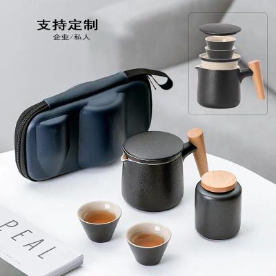 China Disposable Wooden Handle Ceramic Tea Cup with Lid Tea Separator Filter Coffee Mug Infuser Mug Ceramic Tea Filter Cup with Coaster and Lid for sale