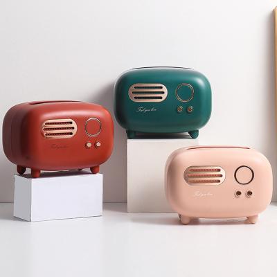 China Rustic Luxury Radio Box Living Room Retro Extraction Shape Tissue Holder Storage Box Paper Towel Dispensers Plastic Facial Tissue Box for sale