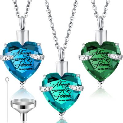 China American Style Heart Cremation Urn Necklace For Ashes Stainless Steel Waterproof Memorial Keepsake Pendant Always On My Mind Forever Sufficiency Kit for sale