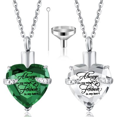 China European Style Heart Cremation Urn Necklace For Ashes Stainless Steel Waterproof Memorial Keepsake Pendant Always On My Mind Forever Sufficiency Kit for sale