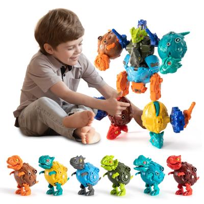 China 6 Pack Dinosaur Robots Toy Set Eggs Convert Into Action Numbers Cartoon Toy All Can Combine As One Big Armor Dino for sale