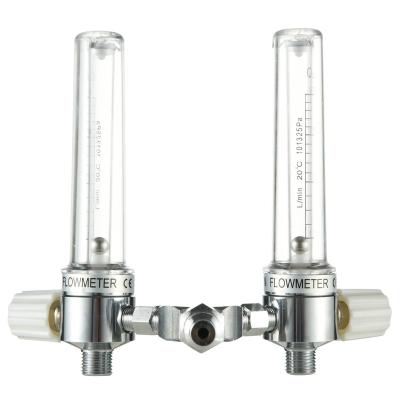 China High Quality Aluminum/Brass Dual Tube Medical Oxygen Flowmeter BS Type Hot Selling Oxygen Flowmeter for sale