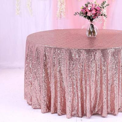 China Bling Bling Sequins 50 Inch For Wedding Banquet Restaurant Rose Gold Round Sequin Table Cloth for sale