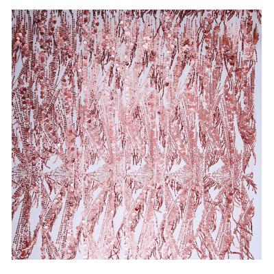 China 3D Sequins Fabric Water-soluble Fancy Clothing Sequin Fabric Accessories Fringe Swiss Embroidery Voile Lace Fabric for sale