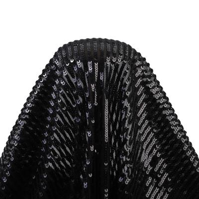 China Breathable Hot Sale Custom 3mm Sequin Fabric Tassel Black Plain Sequins Fabric for sale