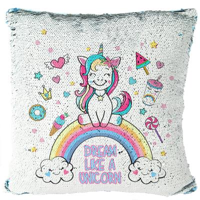 China Design anti-static luxury personalized reversible pillowcase printed sequin fabric sequin pillow for sale