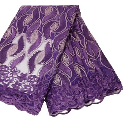 China Supplier High Quality Breathable Custom Embroidered Beaded Purple Lace Fabric Beaded Sequin Embroidery Fabric for sale